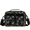 A tactical multifunction fanny pack in camouflage pattern with black accents.