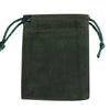 Bolsa de regalo de terciopelo verde oscuro con cordón verde.