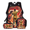 A black backpack and two matching lunch bags featuring a graphic of Cristiano Ronaldo in a football kit.