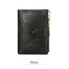 Black minimalist women's foldable wallet with a double zipper closure.