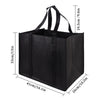 Black reusable eco-friendly tote bag with handles shown from the side and top view.