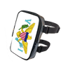 A black adjustable PU waist pouch with a clear window showing a yellow eagle design on a white background.