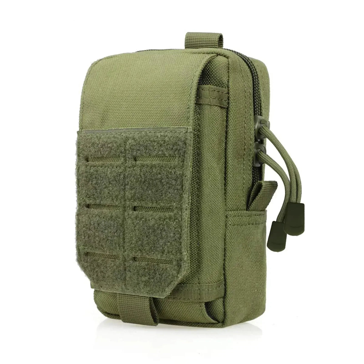 Olive green tactical MOLLE waist pack designed for everyday carry gear
