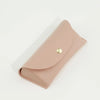 A light pink PU leather hard shell sunglasses case shown from above.