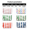A collection of colorful striped cosmetic storage pouches in various patterns and colors.