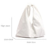 White minimalist crossbody tote bag shown with dimensions of 16cm high, 10cm thick, and 25cm wide.