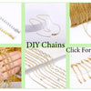 A collection of 18K gold plated jewelry chains and necklaces shown for DIY crafting projects.