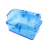 A clear blue waterproof receiver protection box designed for RC cars.