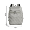 A gray insulated travel backpack shown from the back with dimensions 38cm high and 28cm wide.