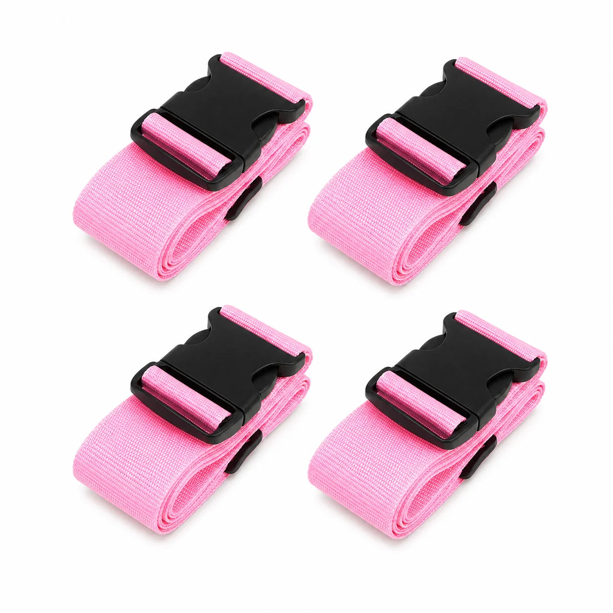 Pink and black adjustable luggage straps for securing suitcases