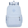 Light blue durable nylon commuter backpack with gray accents