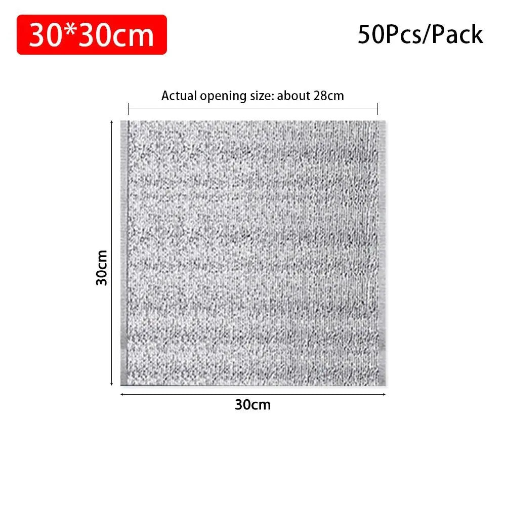A square gray thermal food delivery bag with a 30cm by 30cm size and an approximate opening size of 28cm.