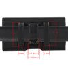 Black universal nylon phone pouch featuring belt clips and various dimensions marked on the product.