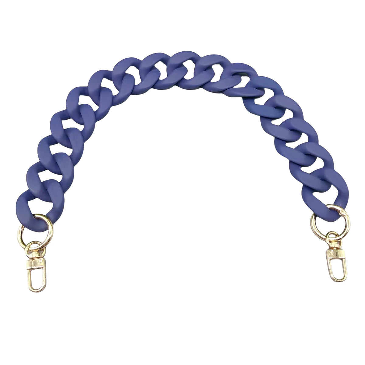 A purple acrylic chunky chain shoulder strap for a handbag.