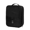 Black portable luggage shoe organizer bag with a zippered top and bottom.