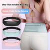 A close-up of a pink sports bra and various colored invisible waist bags for running