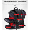 Black multi-layer independent space design laptop backpack showing various pockets and compartments