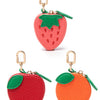 Red cherry fruit shape coin purse keychain with gold hardware