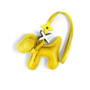 Yellow PU leather puppy bag charm featuring a bow tie and a small yellow star.