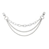 A multi-layer silver chain strap with decorative pendants for bags.
