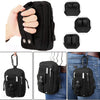 Black tactical EDC utility pouch with MOLLE strap shown being held and attached to jeans.