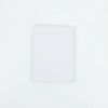A blank white PU leather passport holder with stitched edges.