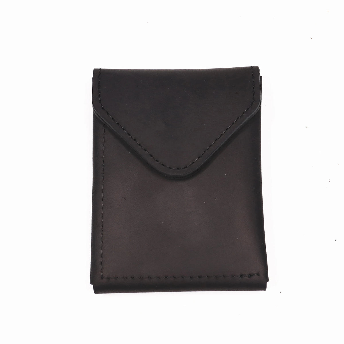 A dark brown genuine cowhide leather wallet for men shown flat against a white background.