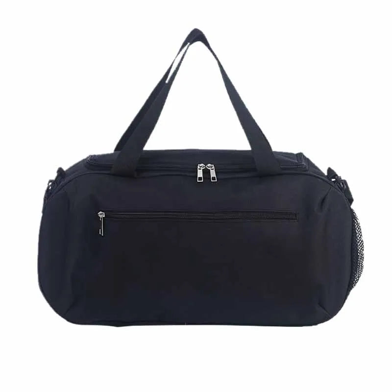 Black waterproof sports duffel bag with shoulder straps