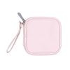 Bolsa portátil rosa multifuncional para almacenamiento de auriculares con cierre de cremallera.