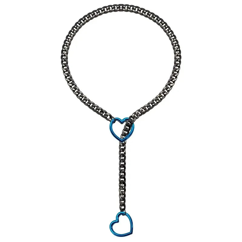 Silberne Edelstahl-Cuban-Kette mit Herzanhänger