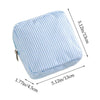 Light blue striped multi-functional storage pouch shown from above