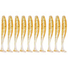 A row of ten adjustable soft lure fishing tackle pieces with a gold glitter finish.