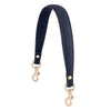 A dark navy blue PU leather detachable handbag strap with gold-toned hardware.