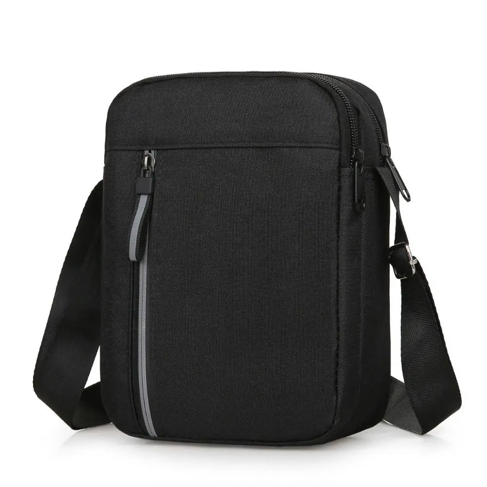 Black durable waterproof crossbody bag for men shown from the front.