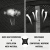 Close-up of a black mesh tactical chest bag showing heat dissipation and breathable neoprene material features.