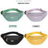 Un ensemble de pochettes crossbody imperméables en vert, violet, noir et jaune.