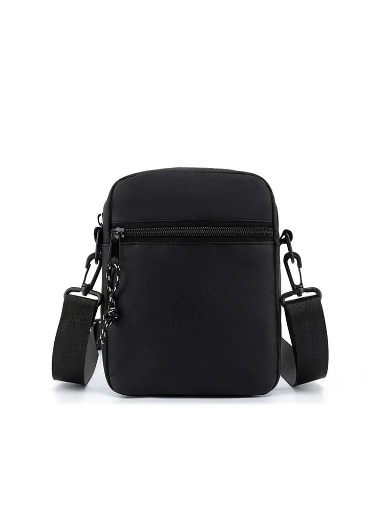 Black minimalist nylon crossbody bag for men with adjustable straps
