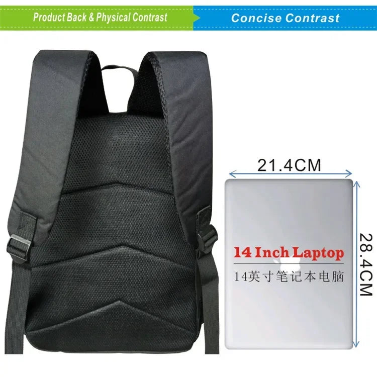 Black padded backpack for a 14 inch laptop with a shoulder strap and adjustable features