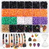 A kit containing various colored polymer clay beads and Halloween-themed charms for bracelet making.