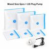 Mixed size vacuum storage bags for clothes with a US plug pump and power cord