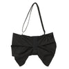Black elegant pleated bow crossbody tote bag