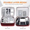 A portable digital organizer storage pouch shown in two layers, demonstrating a double layer design for keeping electronics a