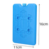 A bright blue reusable ice pack with a screw cap and decorative floral patterns.