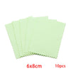 A set of ten light green polishing cloths for silver and gold jewelry