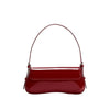 A deep red PU leather shoulder bag with an adjustable strap shown from the front.