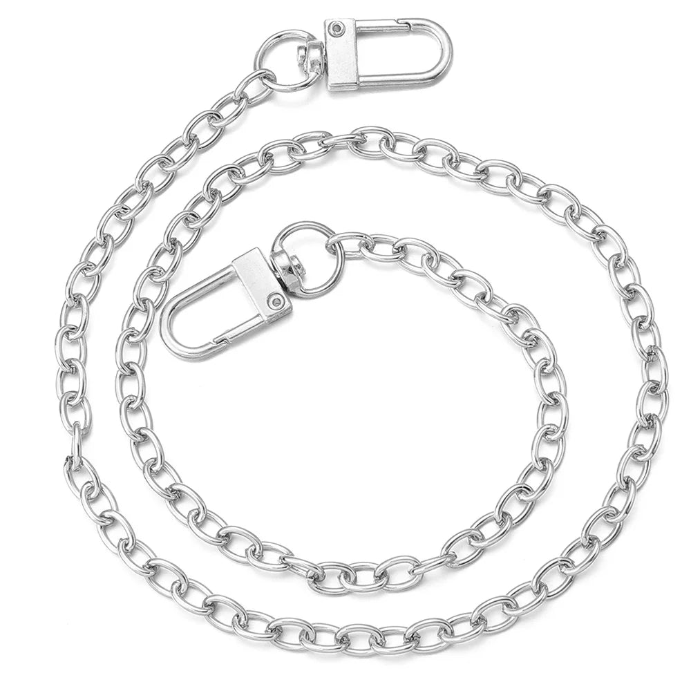 Silver adjustable metal bag strap chains with lobster clasps