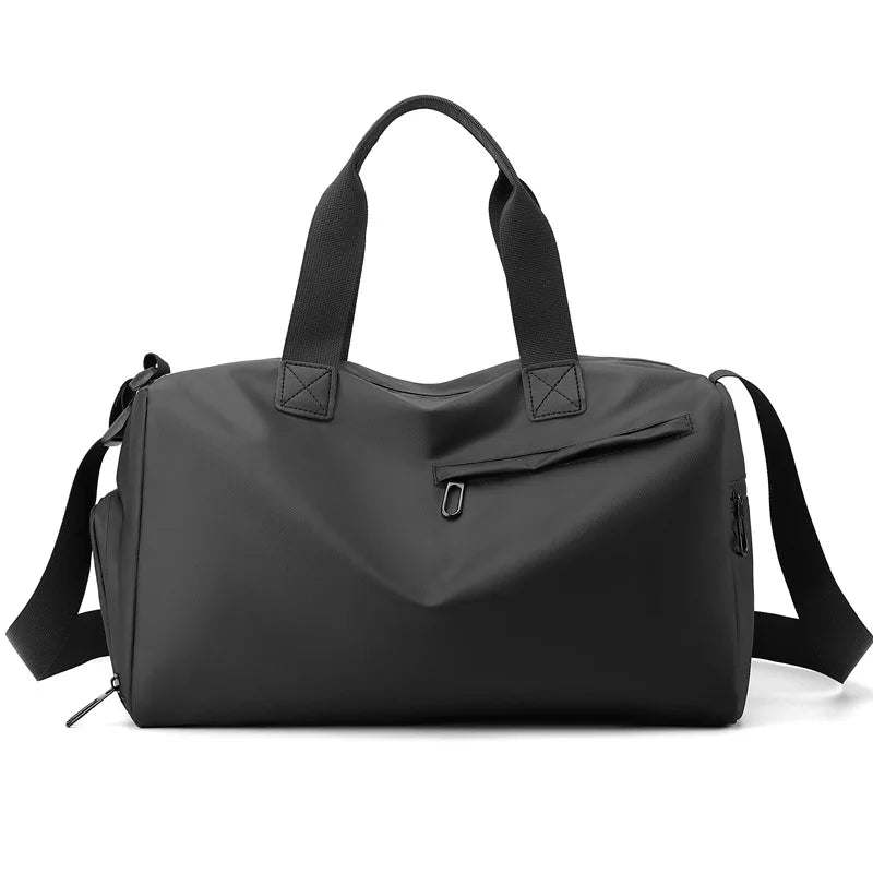 A black multifunctional dry and wet separation travel backpack with padded straps.