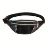 Black holographic sequin waist bag with an adjustable black strap.