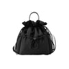 Black insulated waterproof lunch bag with drawstring closure