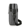 A gray durable waterproof crossbody bag for men with a black strap and zippered compartments.